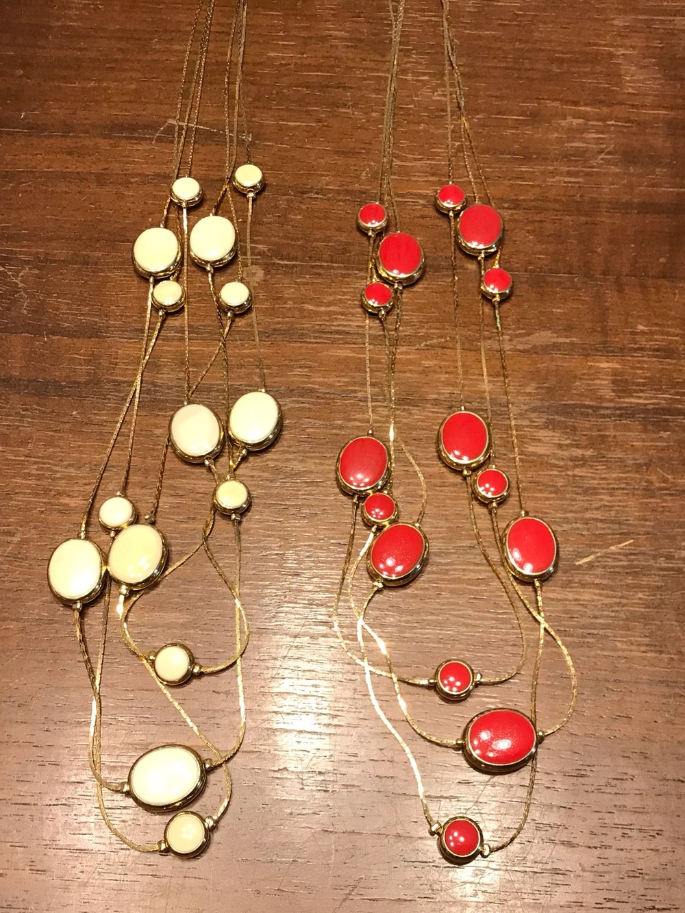 Lot of 2 Multi-Strand Avon Necklaces with Red and Cream